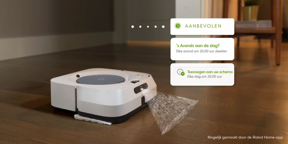 Een Braava die 's nachts schoonmaakt