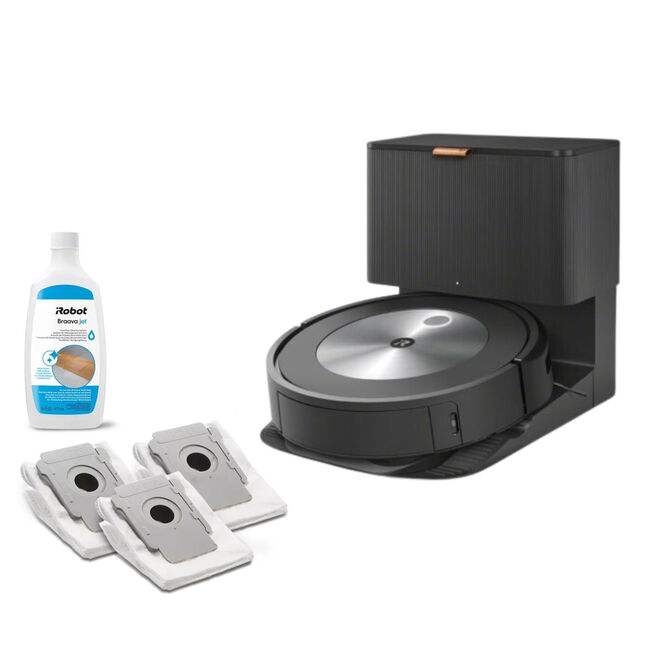 Robot aspirador y friegasuelos Roomba Combo® j7+, bolsas de eliminación de la suciedad x3 + producto de limpieza para suelos